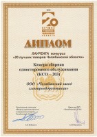 Диплом 20 лучших товаров Челябинской области
